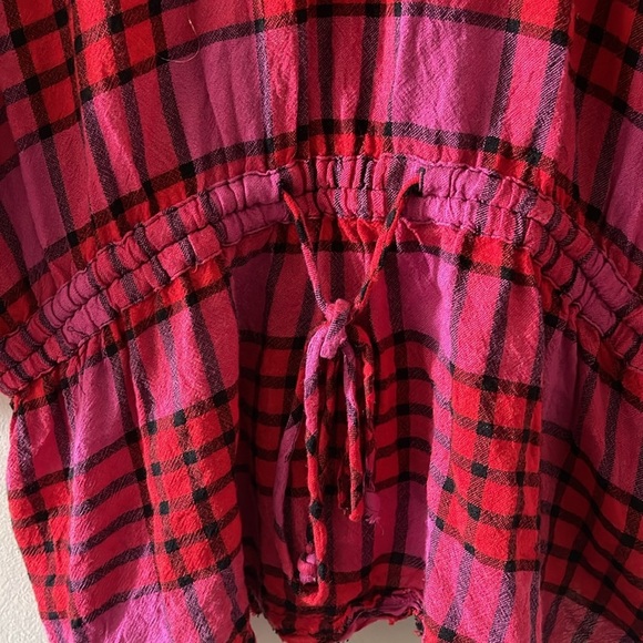 Free People Pacific Dawn Plaid Shirt SZ Large - Picture 8 of 10